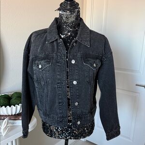 Wild Rose Black Denim Jacket